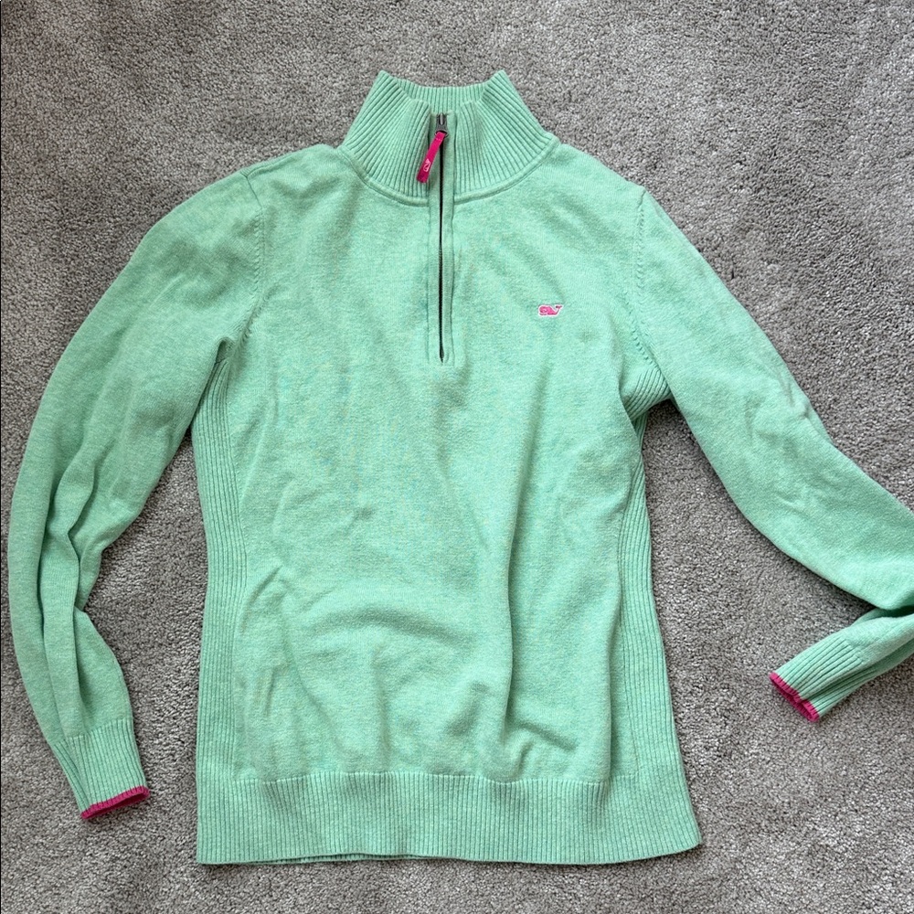 Vineyard Vines Mint Green Half-Zip Sweater